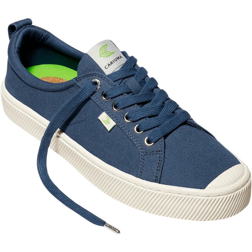 Cariuma Oca Low Sneakers Organic Cotton Canvas Lace Up Shadow Blue W6 M4.5